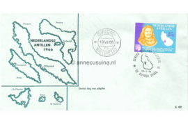 Nederlandse Antillen NVPH E42c (Uitgave met contouren eilanden) Onbeschreven 1e Dag-enveloppe Michiel Adriaensz. de Ruyter op St. Eustatius 1966