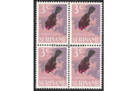 Suriname NVPH 441 Postfris (3 cent) (Blokje van vier) Vogels 1966