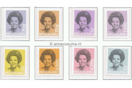 NVPH 1238A-1251A Postfris Rolzegels aan 2 zijden ongetand, Koningin Beatrix in zwart 1981-1990