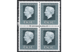 Nederland NVPH 947 Gestempeld (60 cent) (Blokje van vier) Koningin Juliana ('Regina') 1971