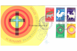 Suriname (Lion) NVPH E82 (E82L) Onbeschreven 1e Dag-enveloppe Paasweldadigheidszegels 1971