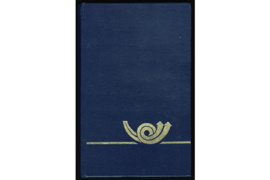 2eHands / Nette Staat Blauw met 1 goudlijn & posthoorn Mini Insteekboek 8 Witte Bladzijden / 5 Pergamijn Stroken / Dubbele Pergamijn tussenbladen