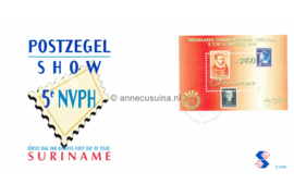 Republiek Suriname Zonnebloem E219 A Onbeschreven 1e Dag-enveloppe Blok De van 8 t/m 11 okt. in Den Haag gehouden 5e NVPH-Postzegel Show 1998