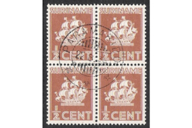 NVPH 157 Gestempeld FOTOLEVERING (1/2 cent) (Blokje van vier) Scheepje 1936