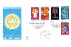 Suriname (Palmboom) NVPH E91 (E91P) Onbeschreven 1e Dag-enveloppe Paasweldadigheidszegels 1972