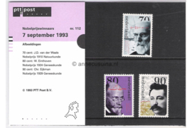 Nederland NVPH M112 (PZM112) Postfris Postzegelmapje Nobelprijswinnaars 1993