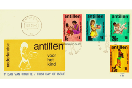 Nederlandse Antillen (Windroos) NVPH E62 (E62Wa) Onbeschreven 1e Dag-enveloppe Kinderpostzegels 1970
