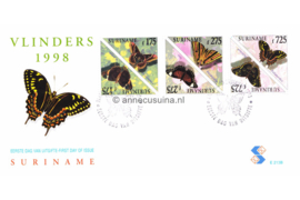 Republiek Suriname Zonnebloem E213 A en B Onbeschreven 1e Dag-enveloppe Vlinders op 2 enveloppen 1998