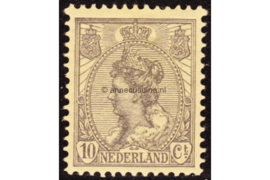 Nederland NVPH 81 Ongebruikt 10 cent Koningin Wilhelmina (wijde arcering) 1922