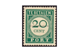 Curaçao NVPH P39 Postfris (20 cent) Cijfer en waarde in donkergroen. 1948-1949