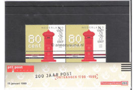 Nederland NVPH M203 (PZM203) Postfris Postzegelmapje 200 Jaar Nationaal Postbedrijf 1999