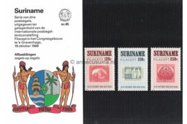 Republiek Suriname Zonnebloem Presentatiemapje PTT nr 45 Postfris Postzegelmapje De Internationale Postzegeltentoonstelling Holland Europa Filacept 1988 in Den Haag 1988