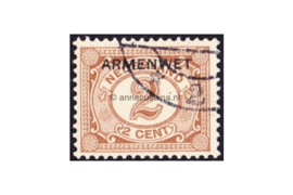 Nederland NVPH D3 Gestempeld (2 cent) Opdruk ARMENWET op frankeerzegels der uitgiften 1899-1913 en 1899-1921