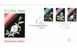 Nederlandse Antillen NVPH E217 Onbeschreven 1e Dag-enveloppe Flora op 2 enveloppen 1990