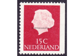 Nederland NVPH 619K Gestempeld Rechterzijde ongetand; Gewoon papier (15 cent) Koningin Juliana (en profil) 1953-1967