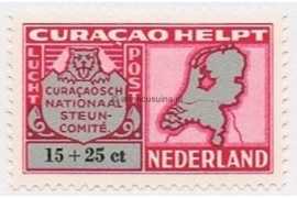 Curaçao NVPH LP54 Ongebruikt (15+25 cent) Curaçao Helpt. Landkaart van Nederland en inschrift Curaçao helpt Nederland. 1946