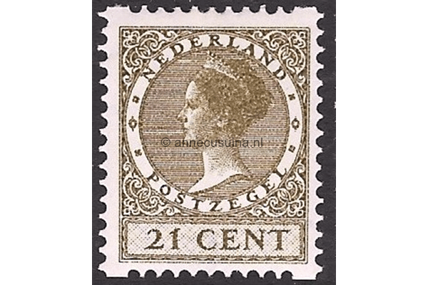 Nederland NVPH R68 Gestempeld (21 cent) Tweezijdige hoekroltanding Koningin Wilhelmina (type Veth) 1930