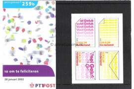 Nederland NVPH M259a+b (PZM259a+b) Postfris Postzegelmapje Zegels uit postzegelboekje "10 maal Gefeliciteerd" (PB76) 2002