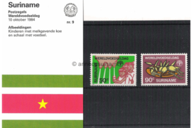 Republiek Suriname Zonnebloem Presentatiemapje PTT nr 9 Postfris Postzegelmapje De Wereld Voedseldag 1984