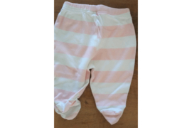 Broekje met voetjes roze/wit