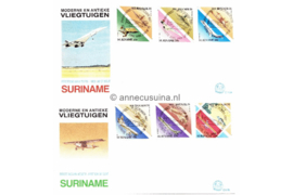 Republiek Suriname Zonnebloem E117 A en B Onbeschreven 1e Dag-enveloppe Antieke en moderne vliegtuigen in 2 enveloppen 1987