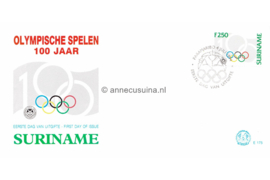 Republiek Suriname Zonnebloem E175 Onbeschreven 1e Dag-enveloppe Het 100-jarig bestaan van het Internationaal Olympisch Comité 1994