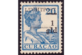 Curaçao NVPH L2 Ongebruikt (1 gld op 20 ct) Hulpuitgifte Opdruk Luchtpost en waarde in zwart op frankeerzegels der uitgifte 1915-1926 1929