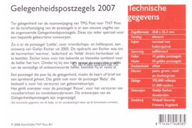 Nederland NVPH M349 (PZM349) Postfris Postzegelmapje Gelegenheidspostzegels 2007