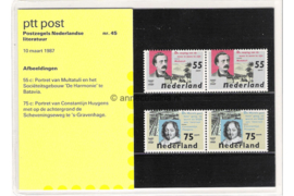 Nederland NVPH M45 (PZM45) Postfris Postzegelmapje Nederlandse literatuur 1987