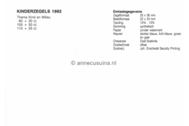 Republiek Suriname Zonnebloem Presentatiemapje PTT nr 80 Postfris Postzegelmapje Kinderzegels met toeslag ten bate van het kind. Afbeeldingen van kindertekeningen 1992