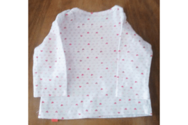 Shirtje lange mouw wit met roze hartjes