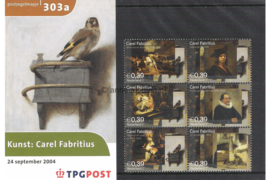 Nederland NVPH M303a+b (PZM303a+b) Postfris Postzegelmapje Carel Fabritius 2004