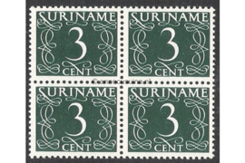 Suriname NVPH 253 Postfris (3 cent) (Blokje van vier) Cijfer (van Krimpen) 1948-1951