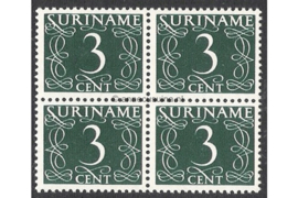 Suriname NVPH 253 Postfris (3 cent) (Blokje van vier) Cijfer (van Krimpen) 1948-1951