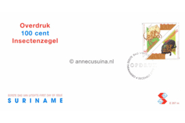 Republiek Suriname Zonnebloem E267 XX Onbeschreven 1e Dag-enveloppe Zegels nr 770 en 771 overdrukt met 2500 gld in goud 2002