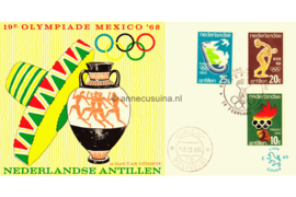 Nederlandse Antillen (Lion) NVPH E49 (E49L) Onbeschreven 1e Dag-enveloppe Olympische Spelen Mexico 1968