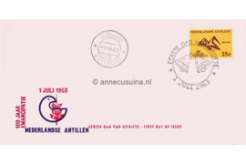 Nederlandse Antillen NVPH E25c (Uitgave met gestileerde vogel en tak) Onbeschreven 1e Dag-enveloppe Honderd jaar emancipatie 1963