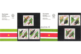Republiek Suriname Zonnebloem Presentatiemapje PTT nr 83A en 83B Postfris Postzegelmapje Surinaamse kevers 1993