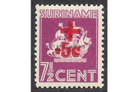 NVPH 205d Ongebruikt FOTOLEVERING (5 cent op 7 1/2 cent) Rode Kruiszegels. Frankeerzegels van de uitgiften 1936 en 1941 met opdruk en toeslagwaarde in rood. Opdruk aangebracht te Paramaribo. 1942
