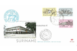 Suriname (Palmboom) NVPH E62 (E62P) Onbeschreven 1e Dag-enveloppe 200 jaar Zendingsfirma C. Kersten & Co 1968