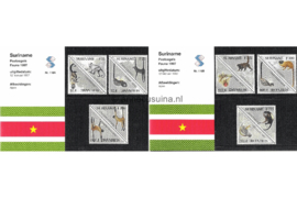 Republiek Suriname Zonnebloem Presentatiemapje PTT nr 116A en 116B Postfris Postzegelmapje Apen 1997