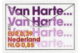 Nederland NVPH 2008 Gestempeld (0,39 euro/85 cent) Zegels uit postzegelboekje "10 om te feliciteren" (PB71) in dubbele waarde 2001