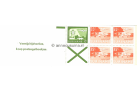 SPECIALITEIT! Republiek Suriname Zonnebloem PB 1a Postfris MET TELBLOK Postzegelboekje 4 x 35 ct + 1 x 10 ct + groen adreaskruis  en met tekst 1976