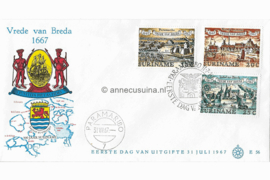 Suriname (Windroos) NVPH E56 (E56W) Onbeschreven 1e Dag-enveloppe  300 ste verjaardag Vrede van Breda 1967