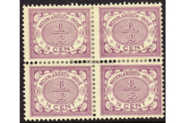 Nederlands Indië NVPH 40 Ongebruikt (1/2 cent) (Blokje van vier) Cijfer, Vürtheim 1902-1909