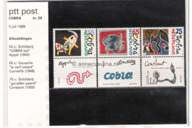 Nederland NVPH M58 (PZM58) Postfris Postzegelmapje Moderne kunst, Cobra beweging 1988