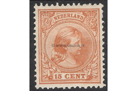 NVPH 39 Gestempeld (15 cent) Prinses Wilhelmina (hangend haar) 1891-1894