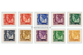 Nederlands Indië NVPH 195-204 Ongebruikt Koningin Wilhelmina Kreisler Zonder Watermerk 1934-1937
