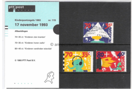 Nederland NVPH M115 (PZM115) Postfris Postzegelmapje Kinderzegels 1993