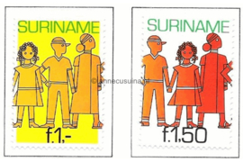 Republiek Suriname Zonnebloem 252-253 Postfris Surinaamse Jeugd (Zegels uit blok) 1981
